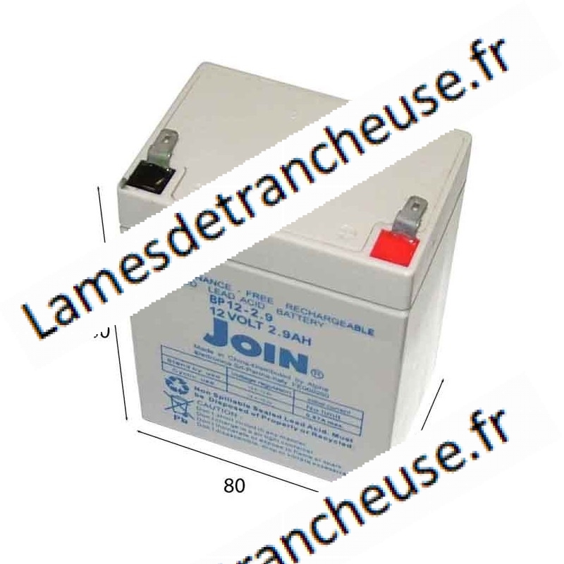 BATTERIE    12V 2.9 Ah DIM. 80X55XH100