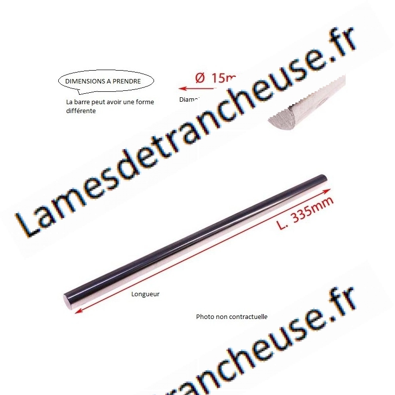 barre de guidage pour pousse talon  D.16 LUN.434mm DE MARQUE OMAS SUR COMMANDE