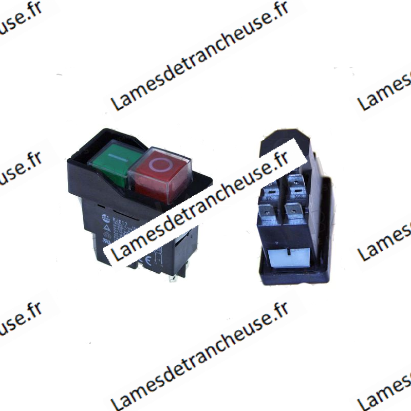 INTERRUPTEUR RECTANGULAIRE ROUGE VERT MARQUE KEDU MOD. 4 POLI - KJD17 MAGNÉTIQUE BOBINE 220